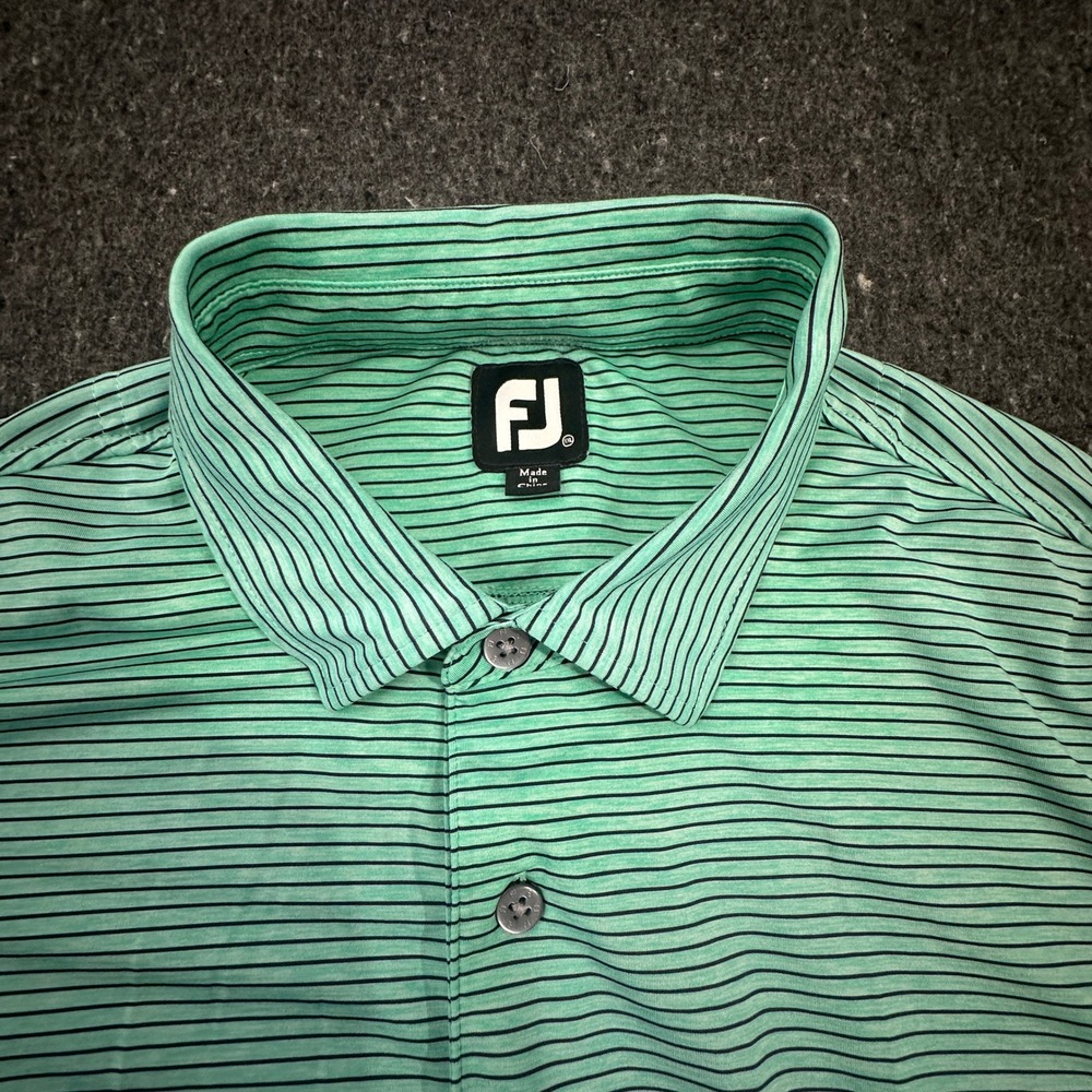 FootJoy Polo Shirt Mens XXL Green Striped Short Sleeve Performance 27420 - Picture 14 of 16